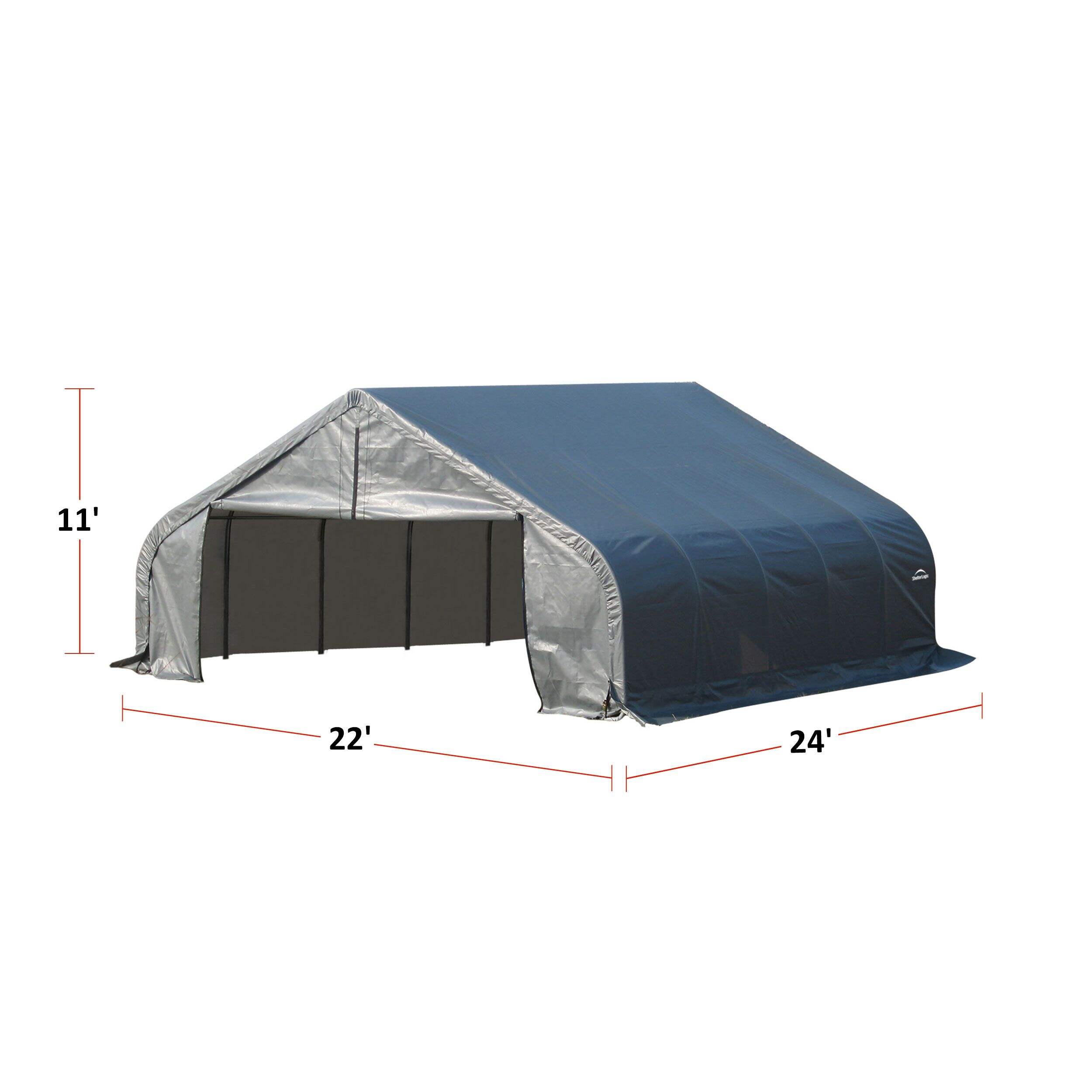 ShelterLogic ShelterCoatÃ¢Â?Peak Style Shelter, Grey, 22-ft x 24-ft x 11-ft