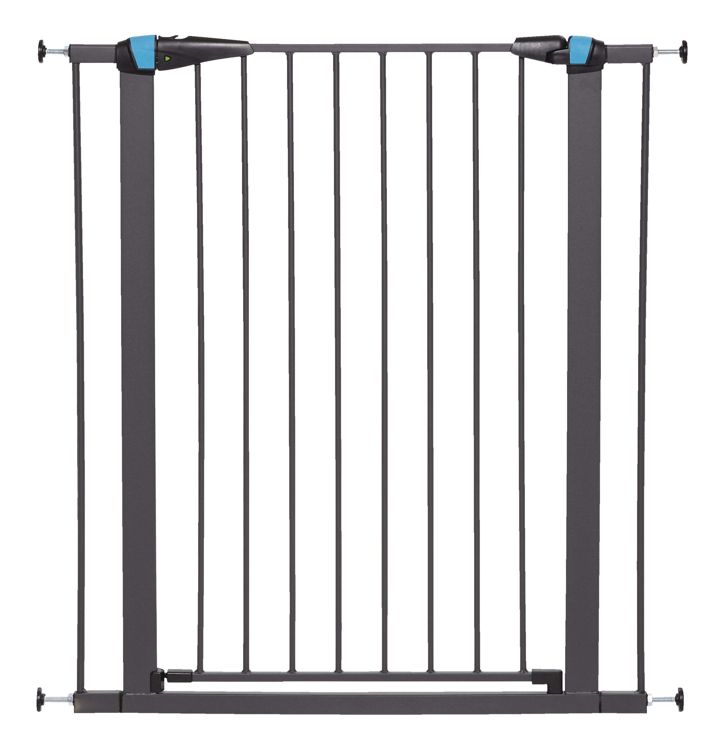Midwest Homes Walk-Thru Graphite Steel Pet Gate, Adjustable Length with Glow Stripe, 39-in Height