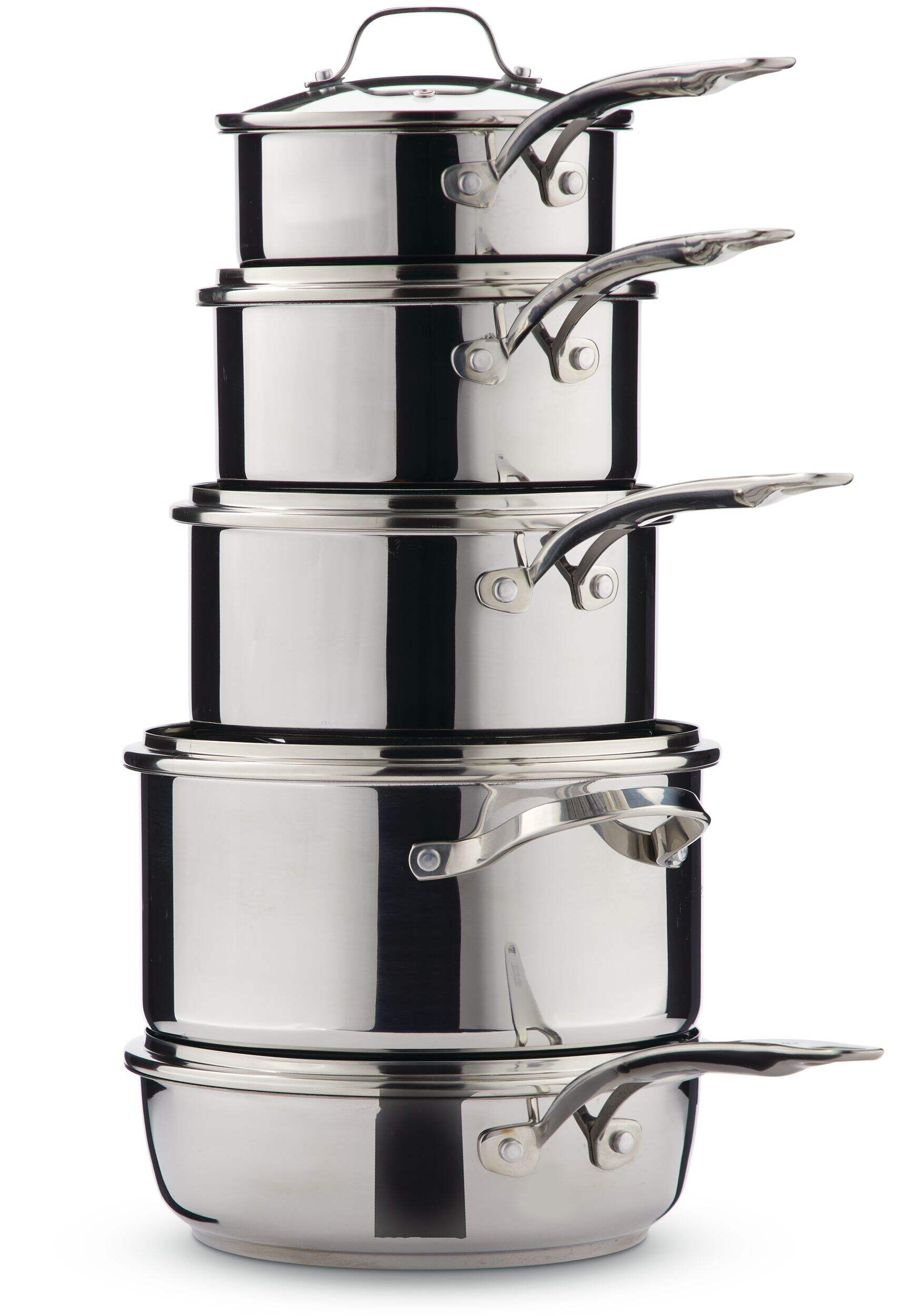 Heritage The Rock Stainless Steel Cookware Set, Non-stick, Dishwasher & Oven Safe, 10-pc