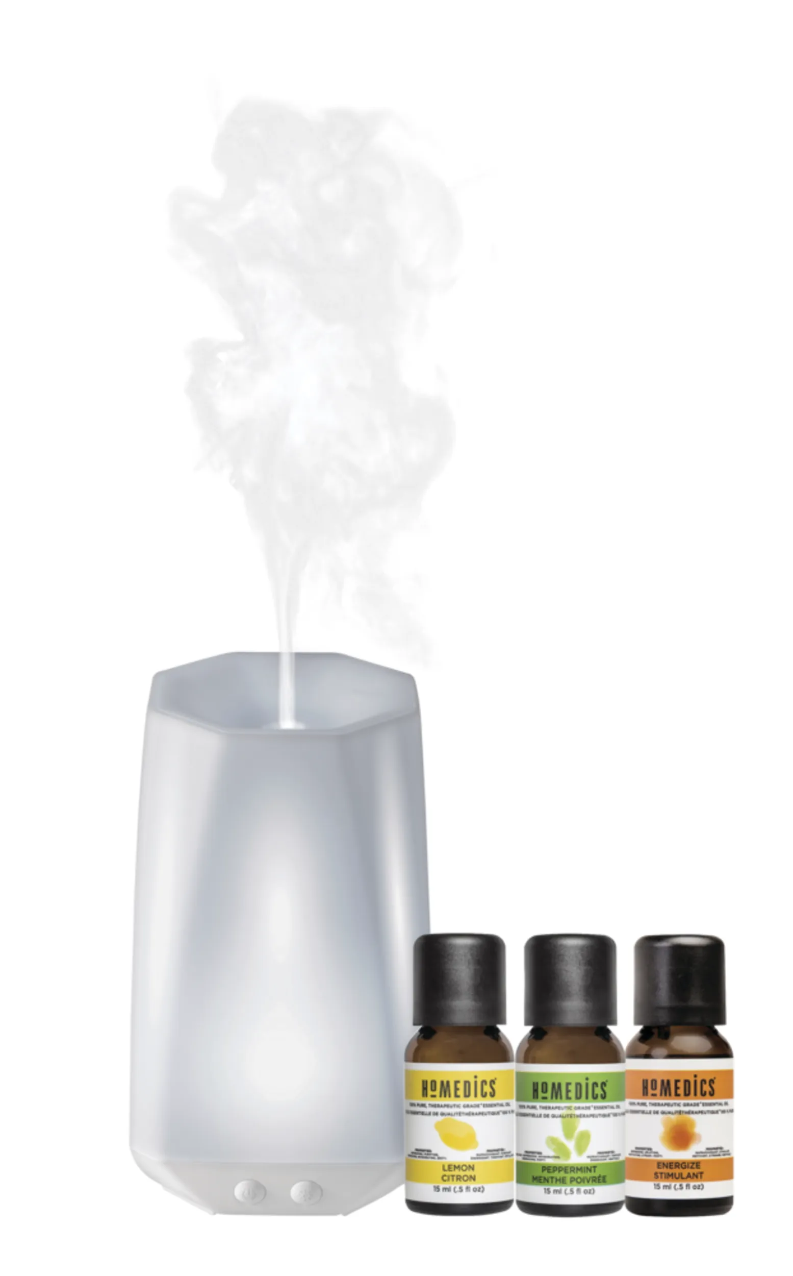 HoMedics Connect Ultrasonic Aromatherapy Diffuser Set with Essential Oils & Light, White