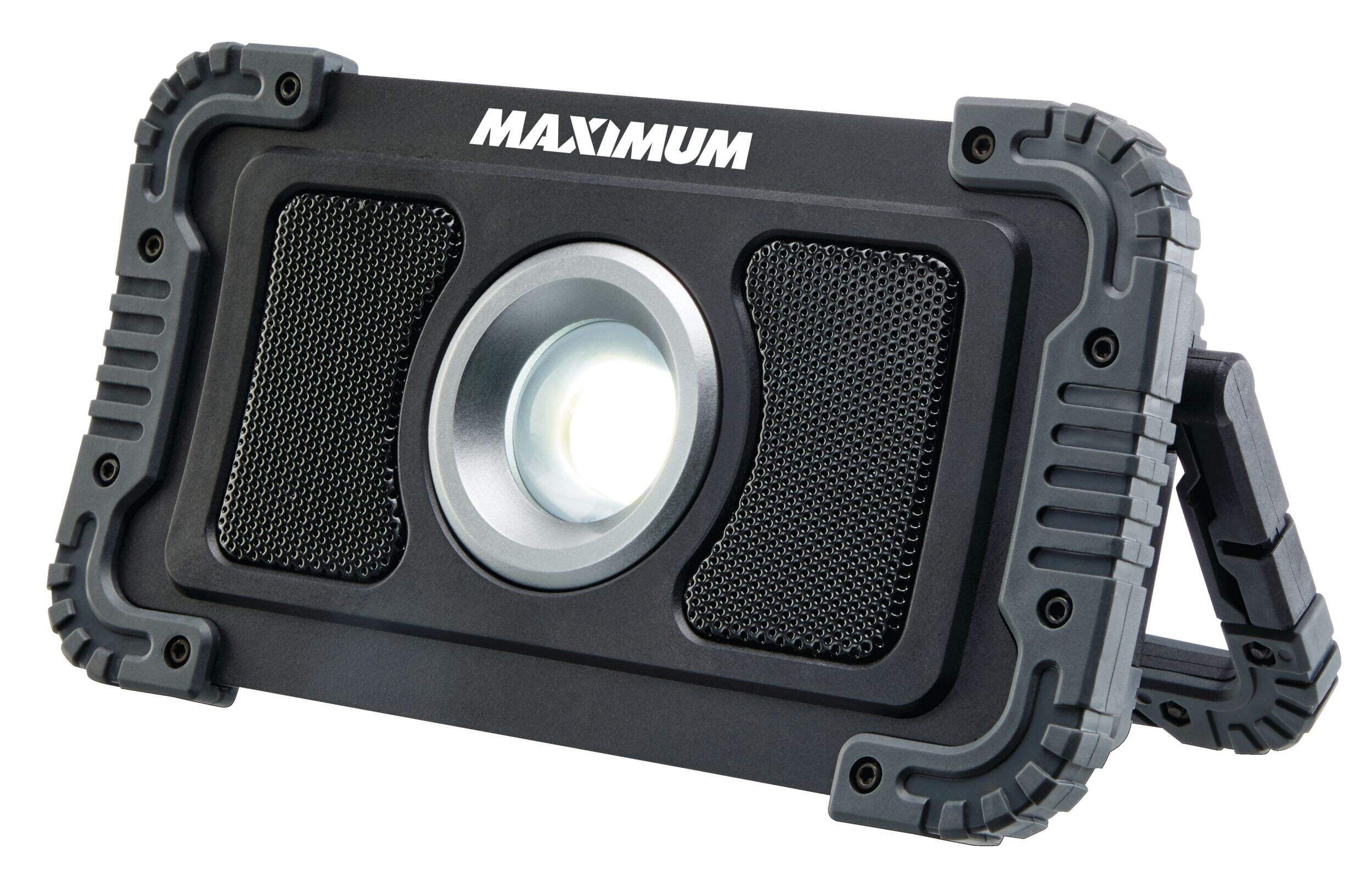 MAXIMUM 1200 Lumens Durable Utility Bluetooth Light Speaker, Batteries Included, Black