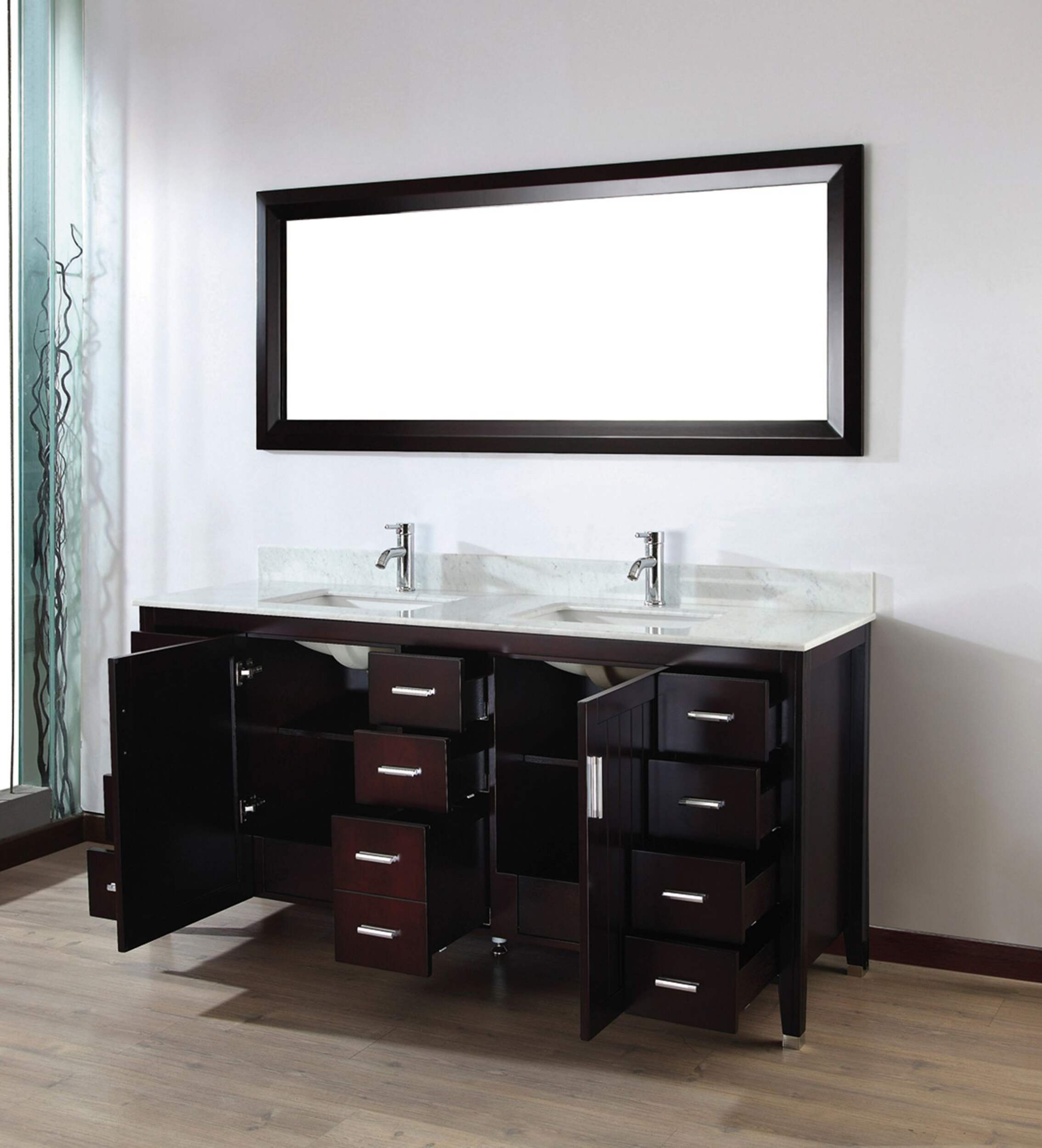 Urban Bathe Jackie Bathroom Vanity with Marble Top, Chai/Carrera, 72-in