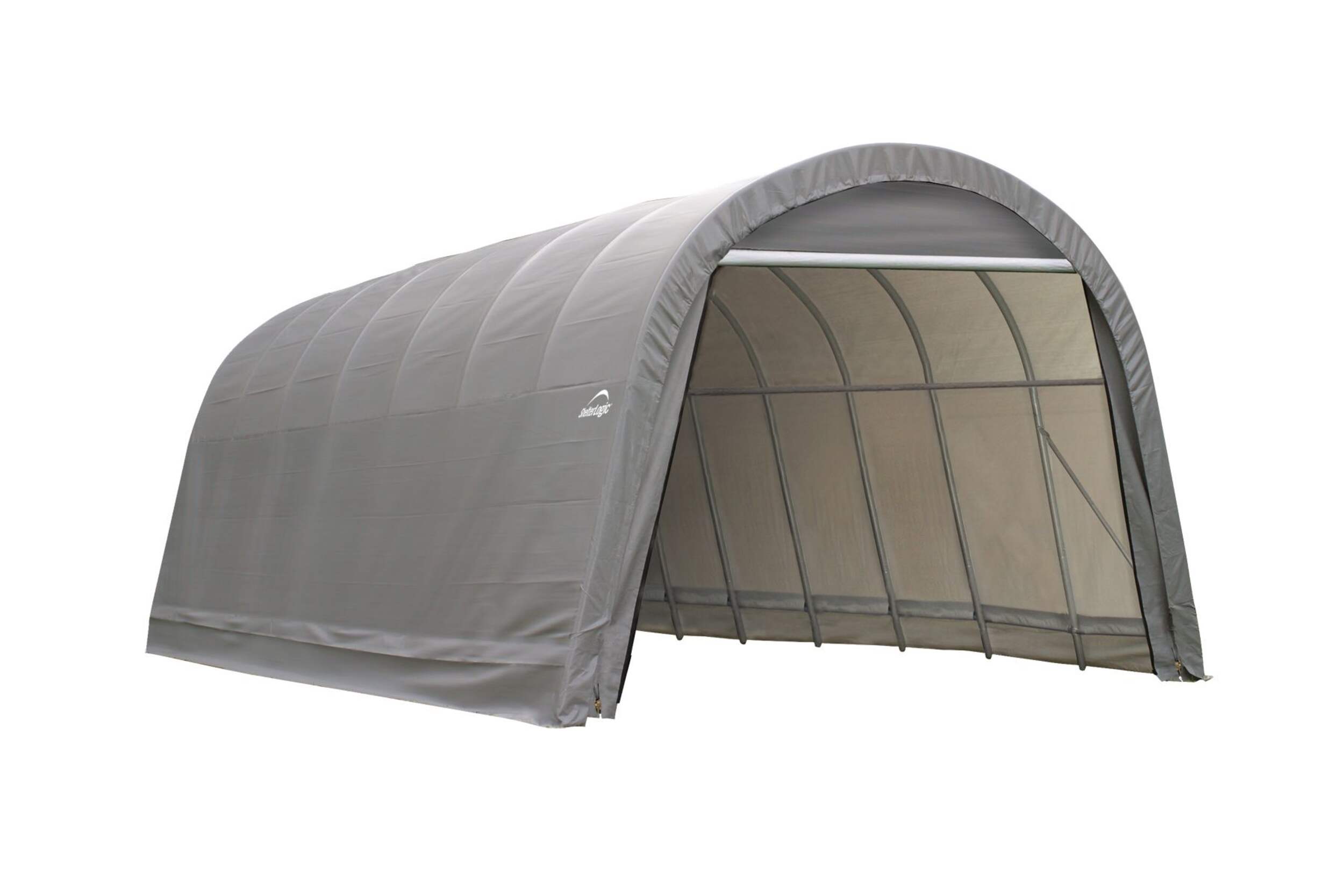 ShelterLogic ShelterCoatÃ¢Â?Round Style Auto Shelter, Grey, 14-ft x 28-ft x 12-ft