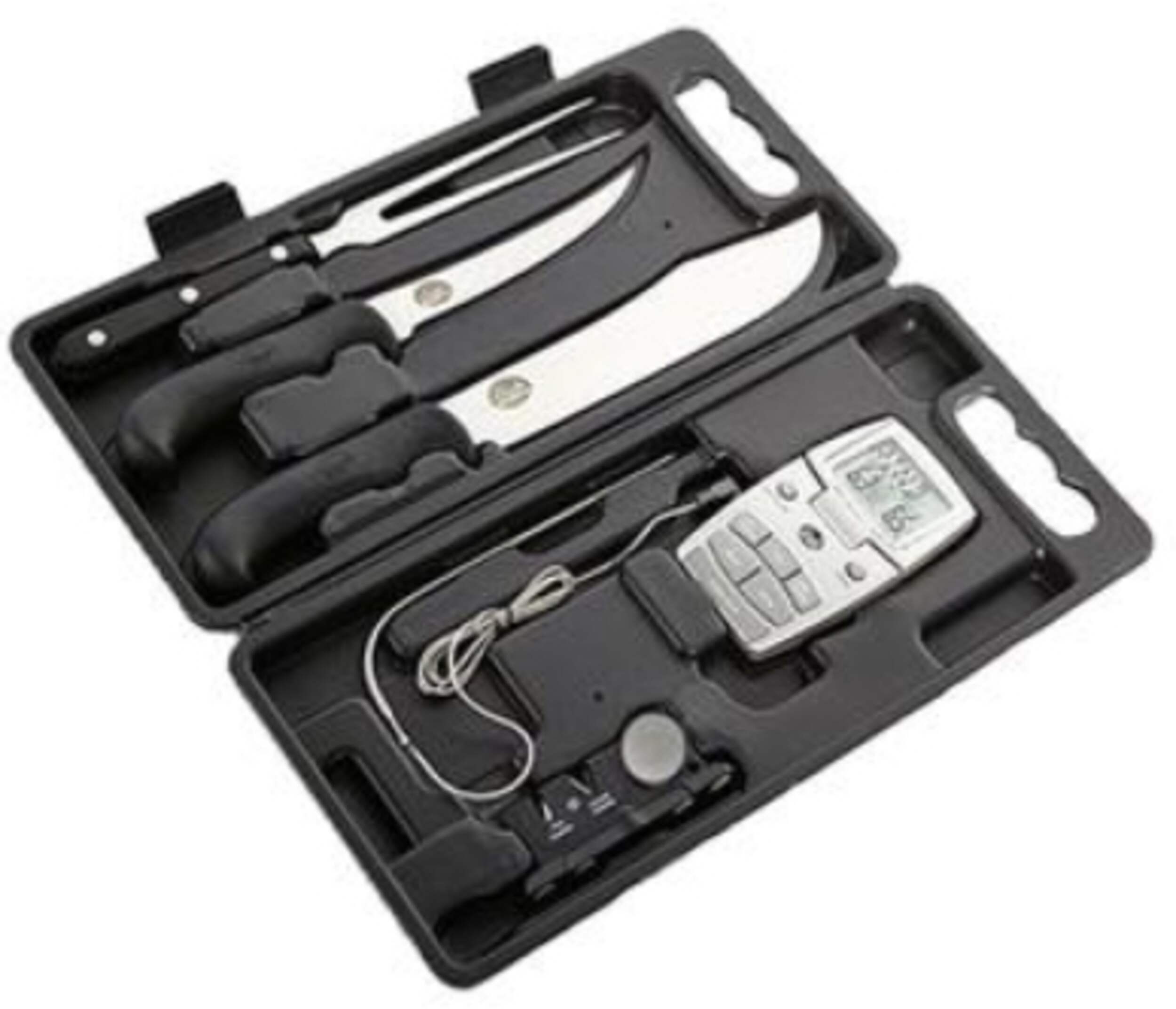 Bradley Smoker 5-in-1 Carving Tools Set - Includes Thermometer, Knives, Fork & Sharpener