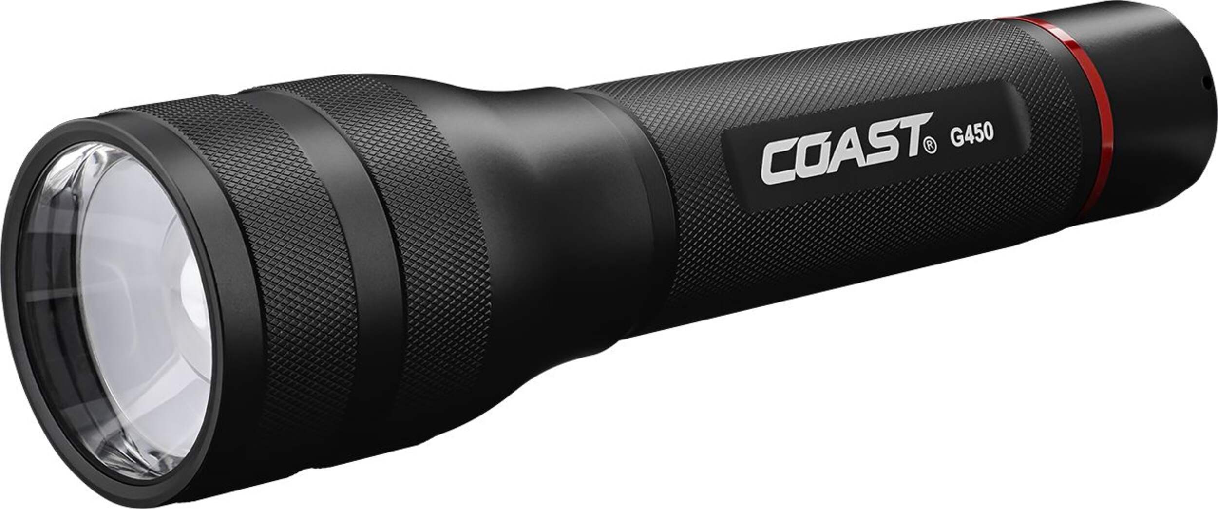 Coast G450 1400 Lumens Weatherproof Slide Focusing Handheld Flashlight, Batteries Included, 8-in (20.32 cm), Black