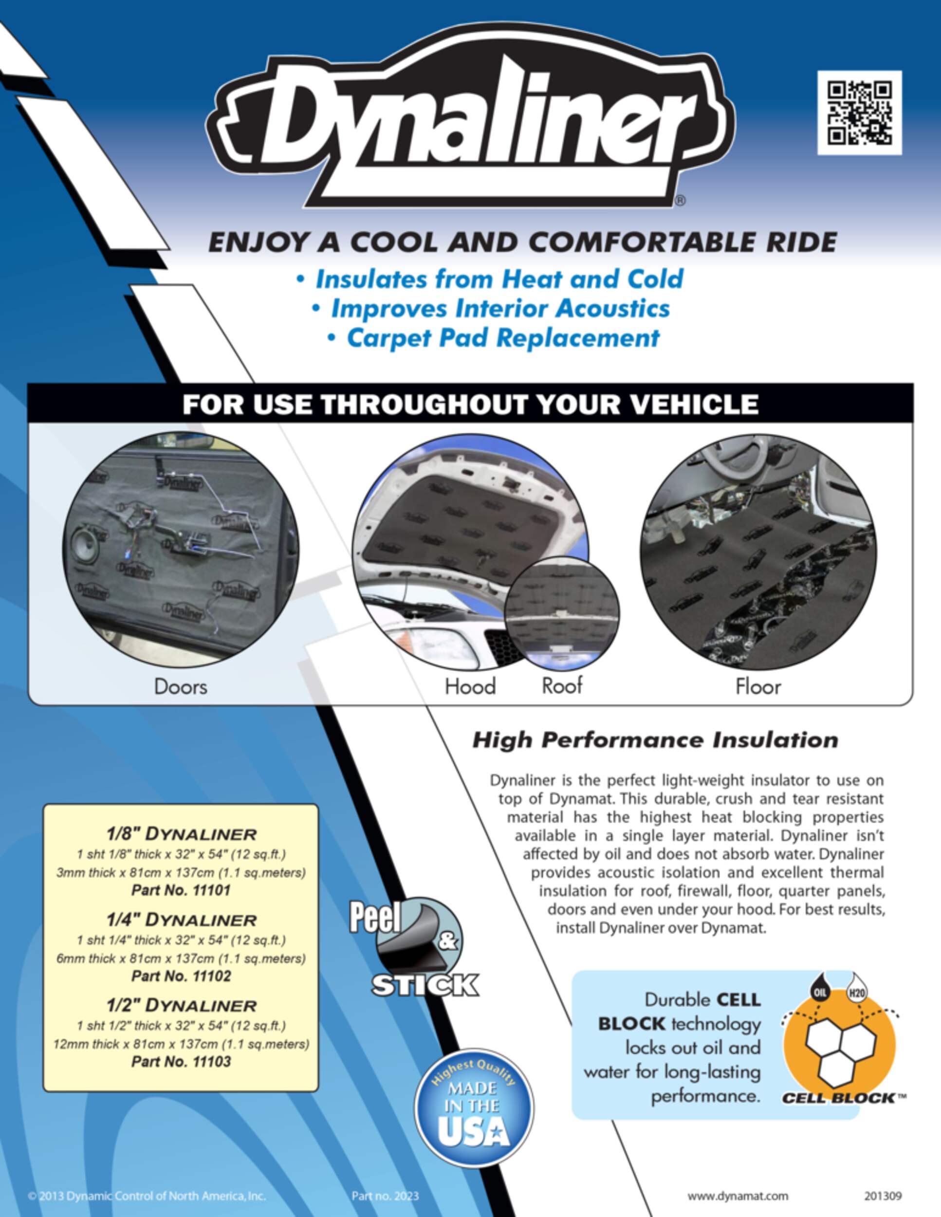 Dynamat 11101 Dynaliner Thick Self-Adhesive Sound Deadener, 32-in x 54-in x 1/8-in