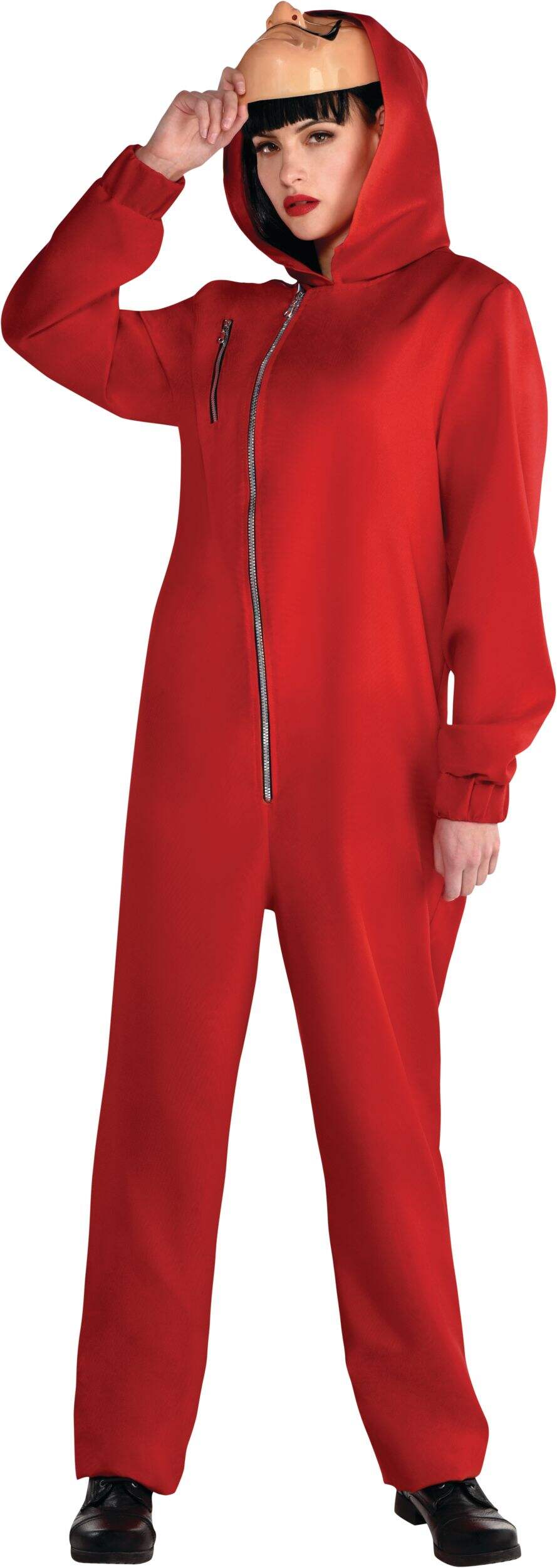 Adult Money Heist Bank Robber Red Jumpsuit with Hood & Mask Halloween Costume, Assorted Sizes