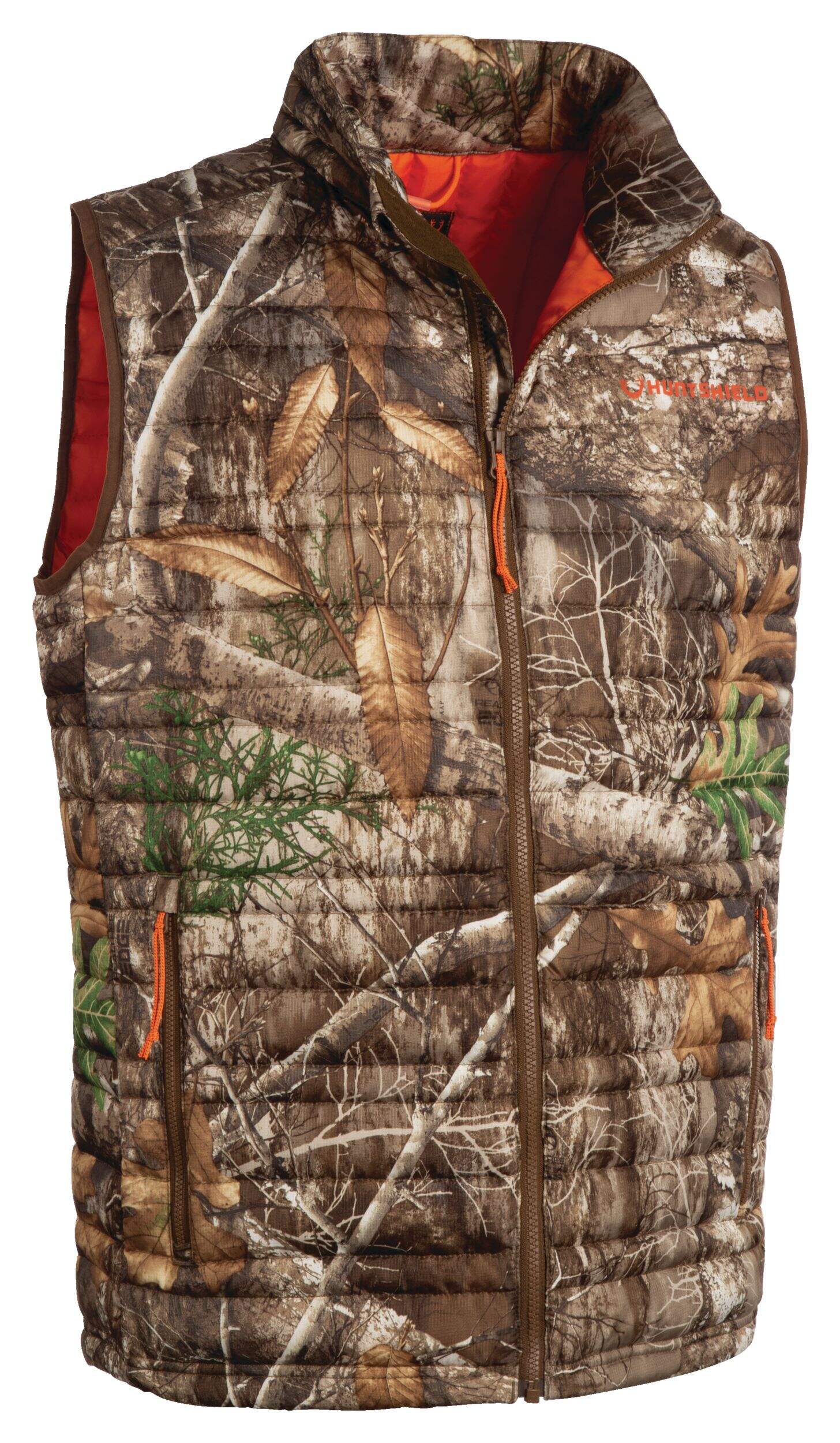 Huntshield Men's Stevie Packable Puffy Hunting Full-Zip Vest with Zippered Pockets, Camo