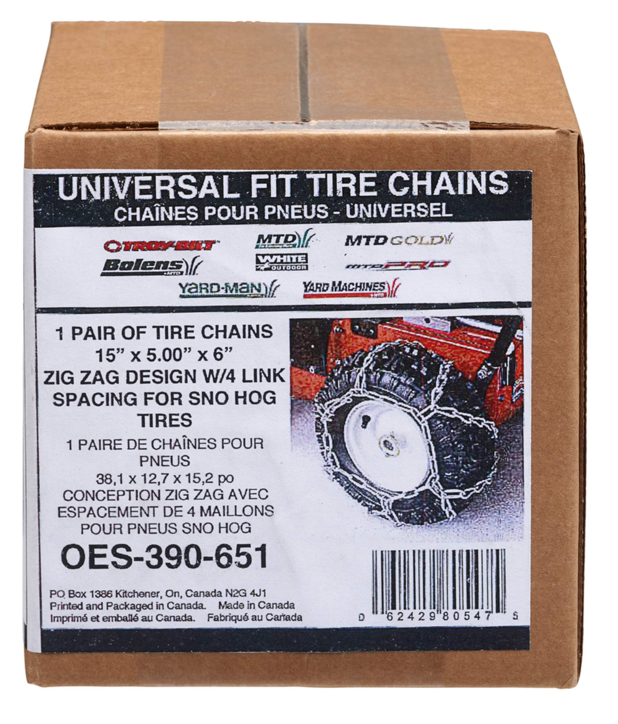 Atlas Universal Snowblower Chains, Fits 15-in x 5-in x 6-in Tires, 2-pk