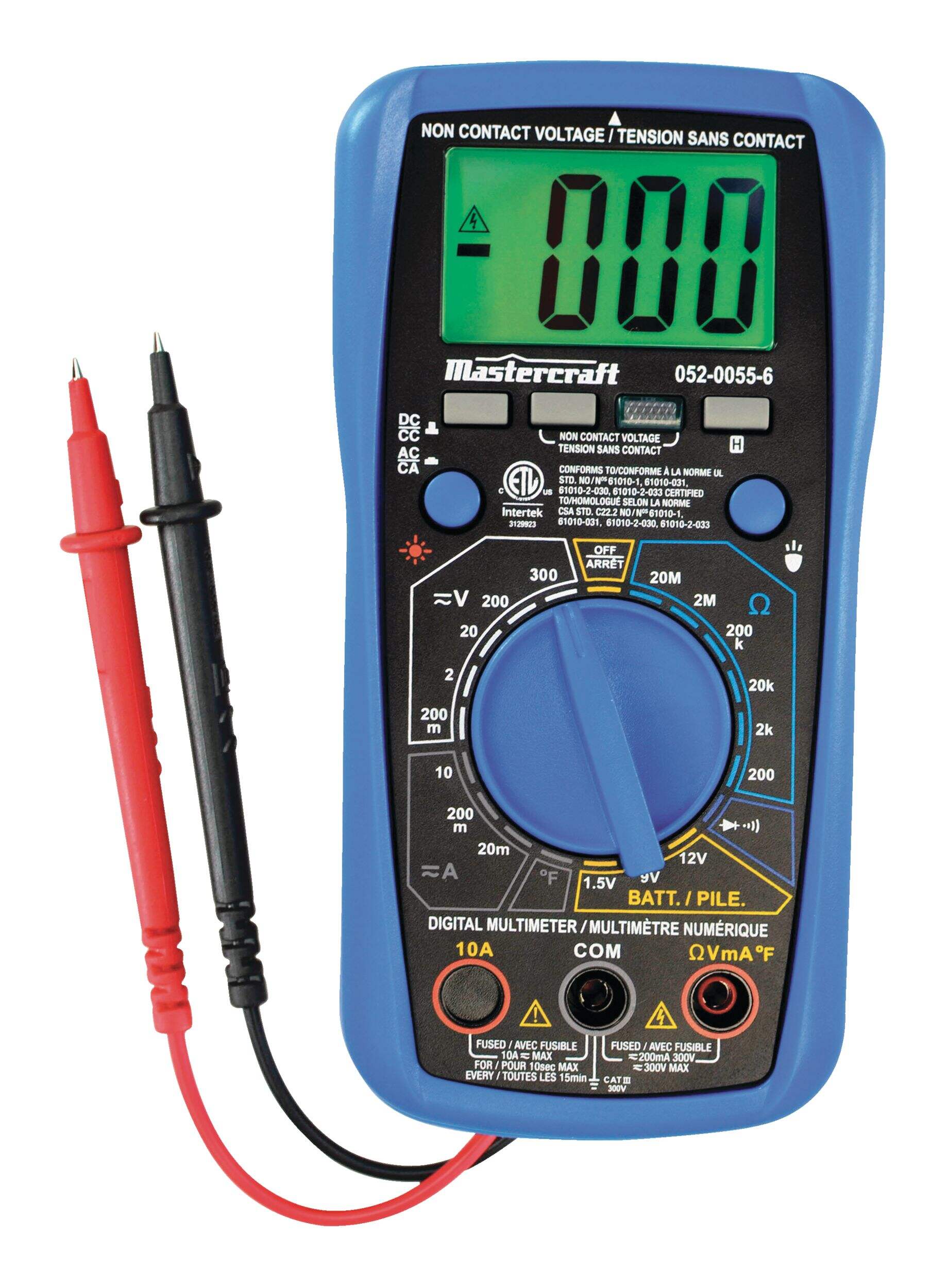 Mastercraft Deluxe Digital Volt Meter with 9 Functions and 28 Ranges, Blue